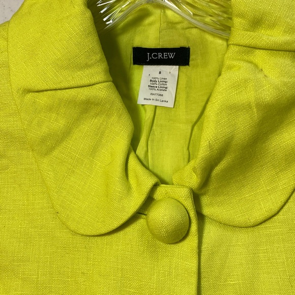 J. Crew Vibrant Chartreuse Linen Blend Blazer - Picture 5 of 7